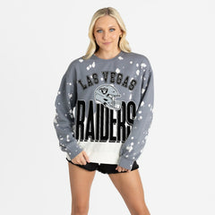 Las Vegas Raiders Gameday Couture Women's Arch Rivals Faded Wash Sweatshirt Gray