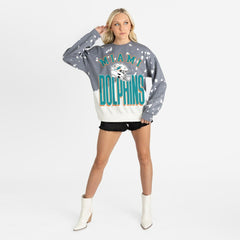 Miami Dolphins Gameday Couture Women's Arch Rivals Faded Wash Sweatshirt Gray