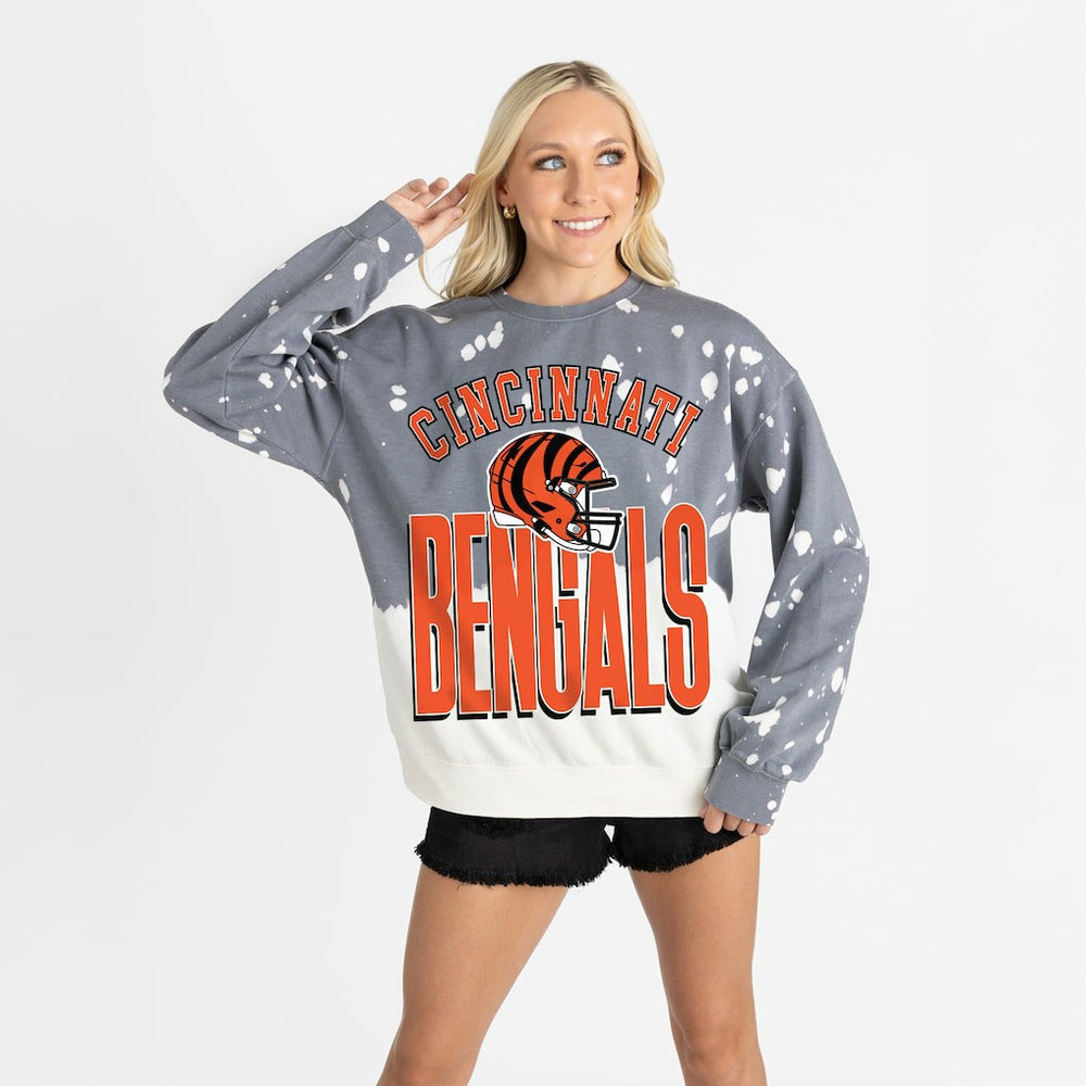 Cincinnati Bengals Gameday Couture Women's Arch Rivals Faded Wash Sweatshirt Gray
