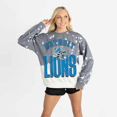 Detroit Lions Gameday Couture Women's Arch Rivals Faded Wash Sweatshirt Gray