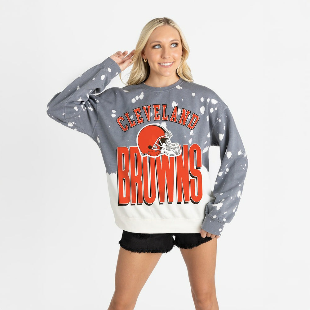 Cleveland Browns Gameday Couture Women's Arch Rivals Faded Wash Sweatshirt Gray