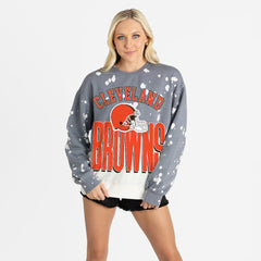 Cleveland Browns Gameday Couture Women's Arch Rivals Faded Wash Sweatshirt Gray
