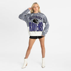 Baltimore Ravens Gameday Couture Women's Arch Rivals Faded Wash Sweatshirt Gray