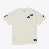 Utah Jazz Hardwood Classics Chainstitch Premium T-Shirt Cream