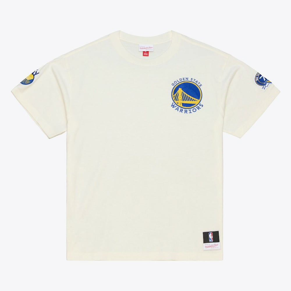 Golden State Warriors Hardwood Classics Chainstitch Premium T-Shirt Cream