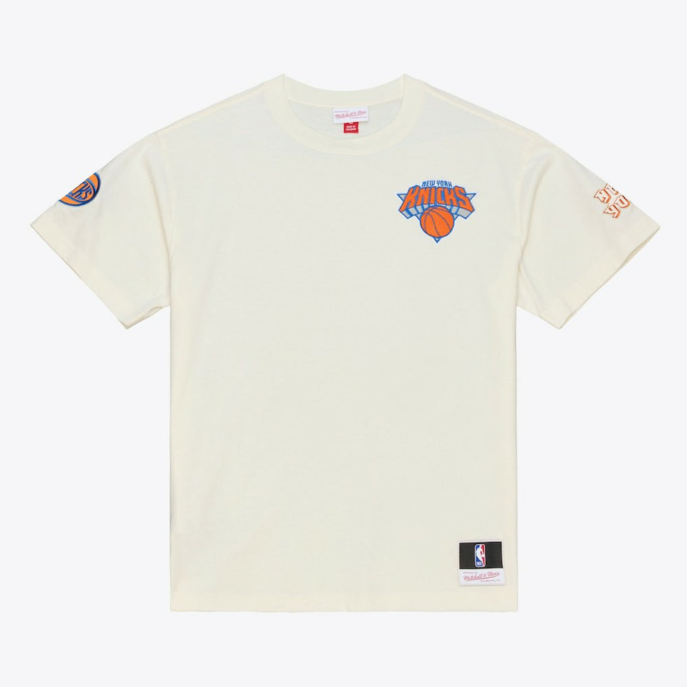 New York Knicks Hardwood Classics Chainstitch Premium T-Shirt Cream