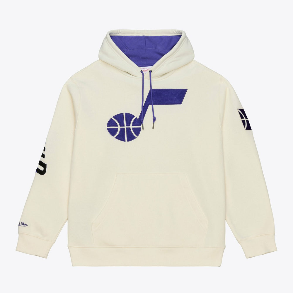 Utah Jazz Hardwood Classics Chainstitch Premium Fleece Hoodie Cream