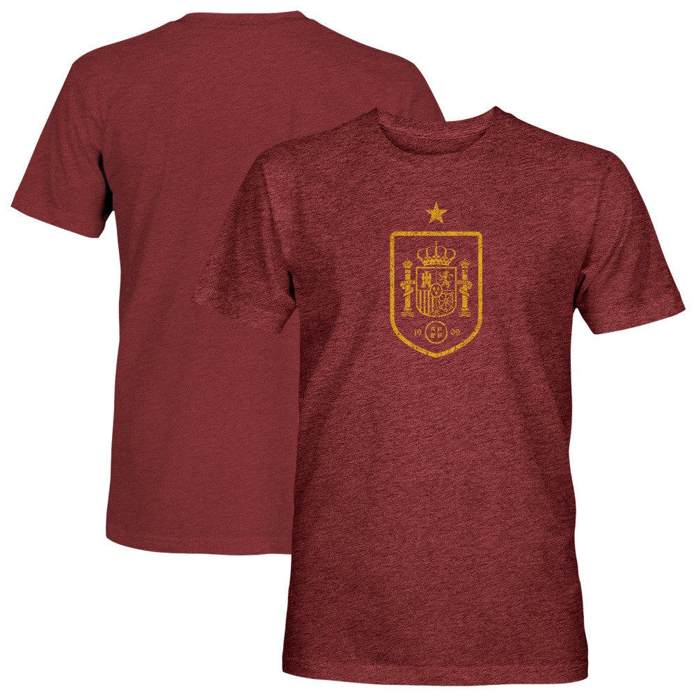 Spain National Team 1863FC Mono Badge Vintage Tri-Blend T-Shirt Maroon