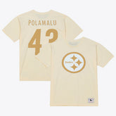 Troy Polamalu Pittsburgh Steelers Sandman Name & Number T-Shirt Cream