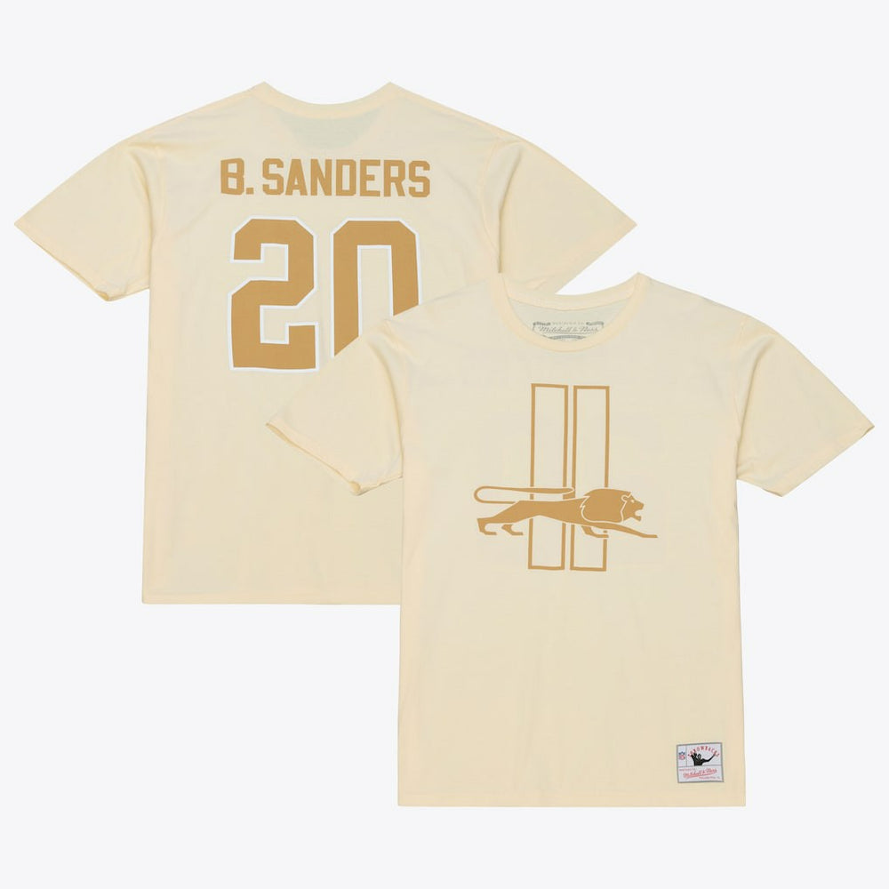 Barry Sanders Detroit Lions Sandman Name & Number T-Shirt Cream