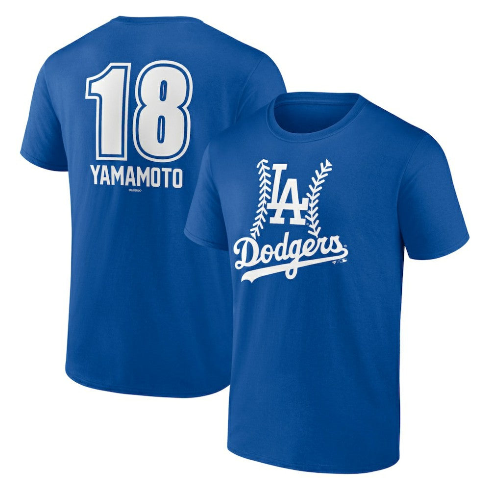 Yoshinobu Yamamoto Los Angeles Dodgers Fastball Player Name & Number T-Shirt - Royal T-shirts