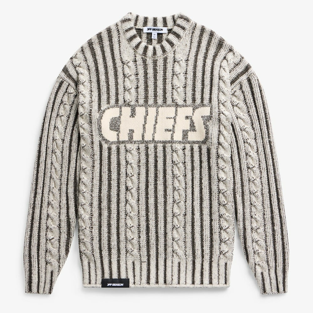 Kansas City Chiefs Off Season x NFL Unisex Cable Knit Sweater Cream/Gray