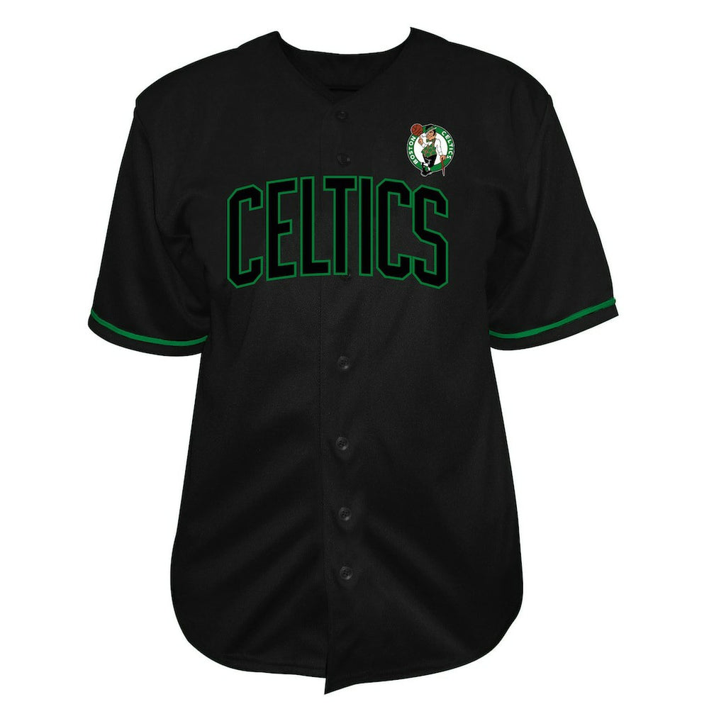 NBA Boston Celtics Big & Tall Pop Full-Button Baseball Jersey - Black