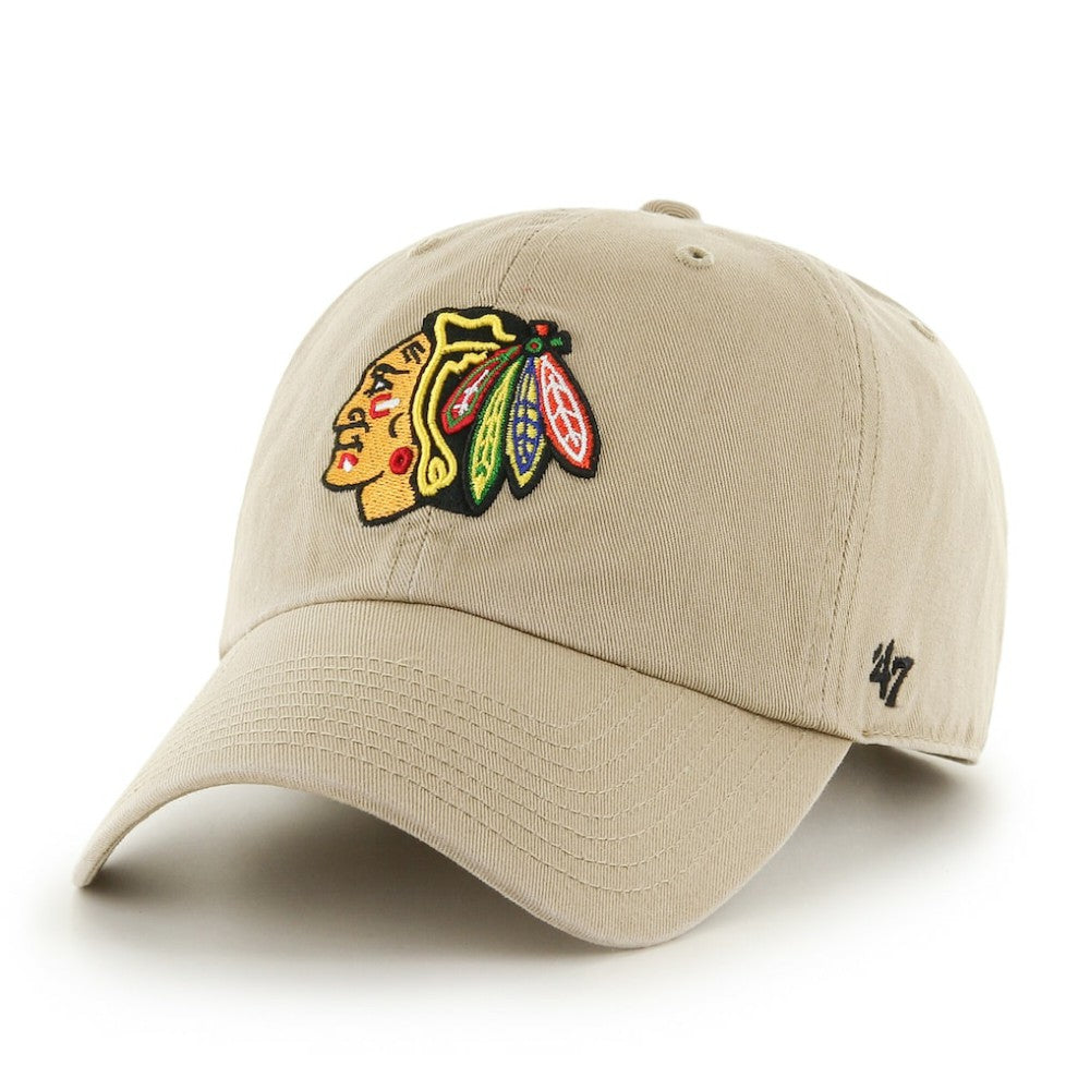 NHL Chicago Blackhawks '47 Logo Clean Up Adjustable Hat - Khaki