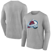 NHL Colorado Avalanche Women's Primary Logo Long Sleeve V-Neck T-Shirt - Gray