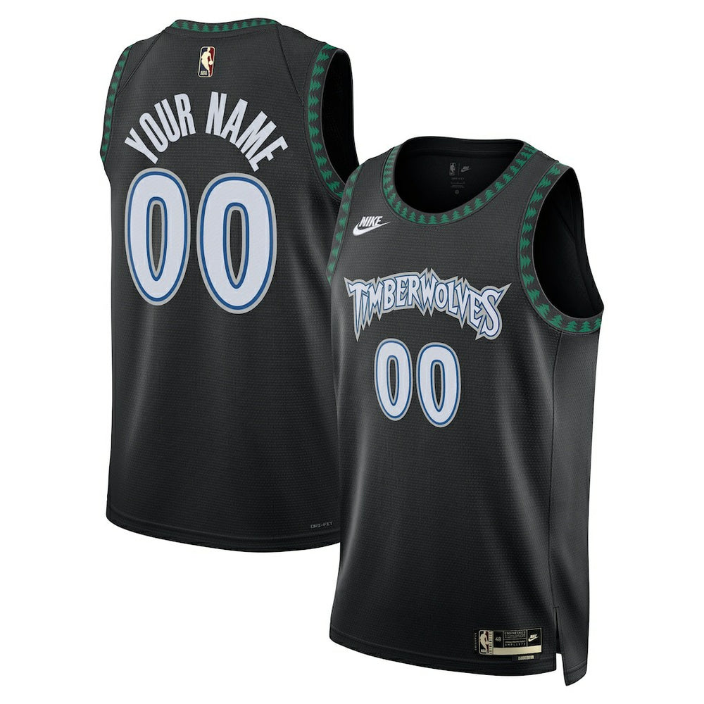 NBA Minnesota Timberwolves Unisex Swingman Custom Jersey - Classic Edition - Black