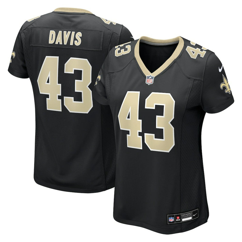 NFL Michael Davis New Orleans Saints Women's Team Game Jersey - Black