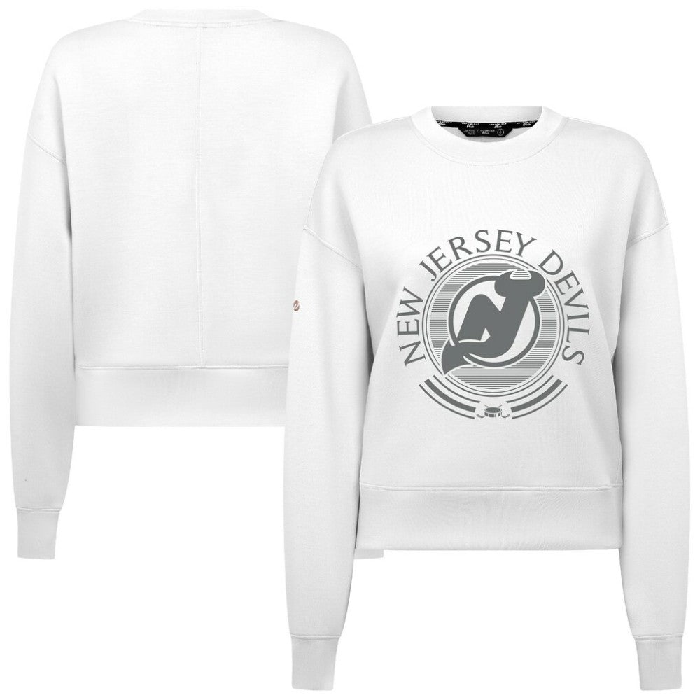 NHL New Jersey Devils Levelwear Women's Slate & Snow Sponge Tri-Blend Sweatshirt - White