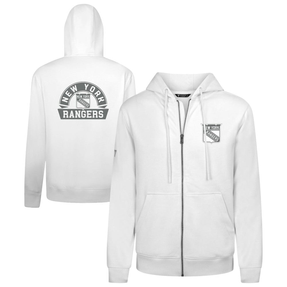 NHL New York Rangers Levelwear Podium Chenille Logo Full-Zip Hoodie - White