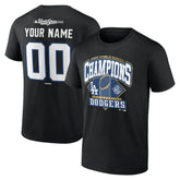 Los Angeles Dodgers 2025 World Series Champions Custom Name & Number T-Shirt - Black T-shirts