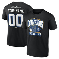 Los Angeles Dodgers 2025 World Series Champions Custom Name & Number T-Shirt - Black T-shirts