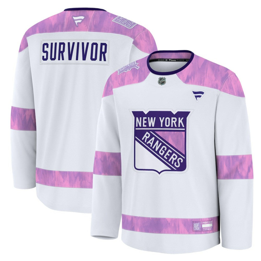 NHL New York Rangers Fanatics Hockey Fights Cancer Survivor Practice Jersey - White