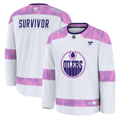 NHL Edmonton Oilers Fanatics Hockey Fights Cancer Survivor Practice Jersey - White