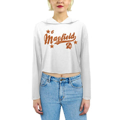 Baker Mayfield Tampa Bay Buccaneers Majestic Threads Women's Glitter Wordmark Hoodie White