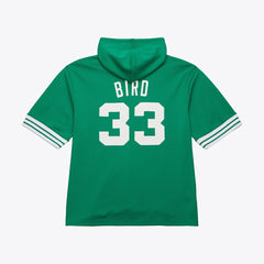 Larry Bird Boston Celtics Mesh Name & Number Short Sleeve Hoodie Kelly Green