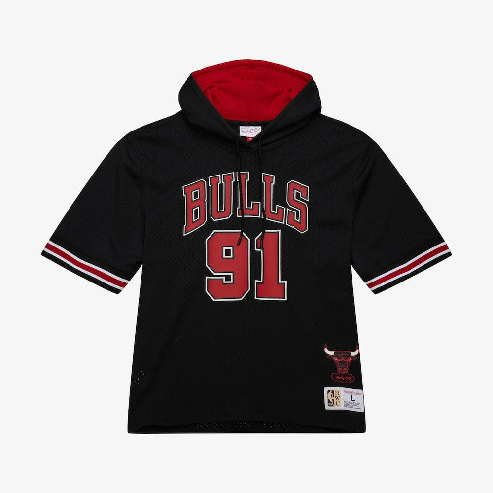 Dennis Rodman Chicago Bulls Mesh Name & Number Short Sleeve Hoodie Black