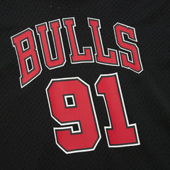 Dennis Rodman Chicago Bulls Mesh Name & Number Short Sleeve Hoodie Black