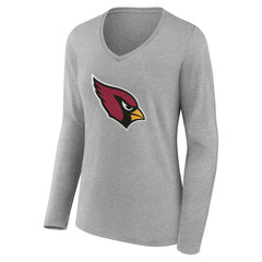 Arizona Cardinals Women's Team Authentic Personalized Name & Number Long Sleeve V-Neck T-Shirt Gray