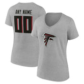 Atlanta Falcons Women's Team Authentic Personalized Name & Number V-Neck T-Shirt Gray