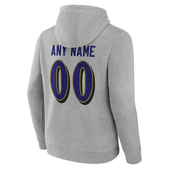 Baltimore Ravens Team Authentic Personalized Name & Number Hoodie Gray
