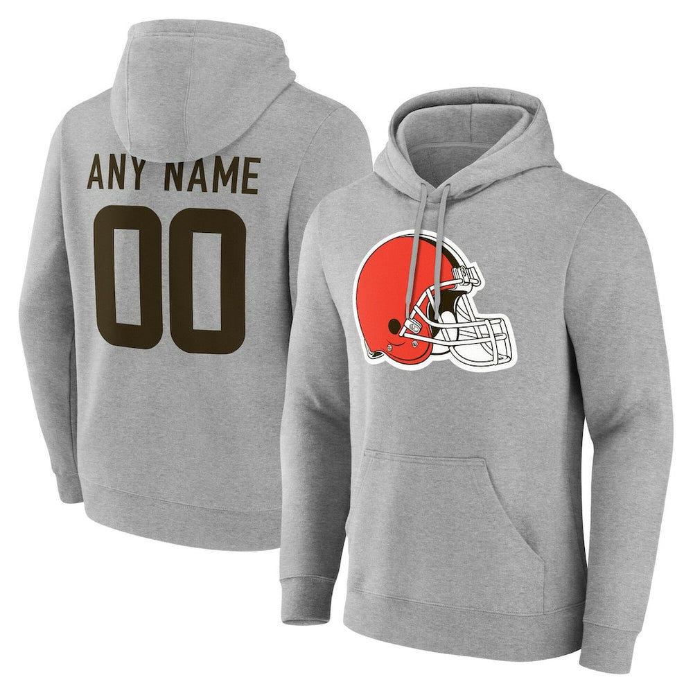 Cleveland Browns Team Authentic Personalized Name & Number Hoodie Gray
