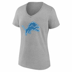 Detroit Lions Women's Team Authentic Personalized Name & Number V-Neck T-Shirt Gray