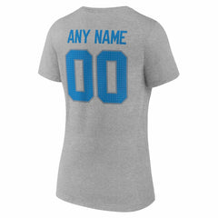 Detroit Lions Women's Team Authentic Personalized Name & Number V-Neck T-Shirt Gray
