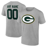 Green Bay Packers Team Authentic Personalized Name & Number T-Shirt Gray