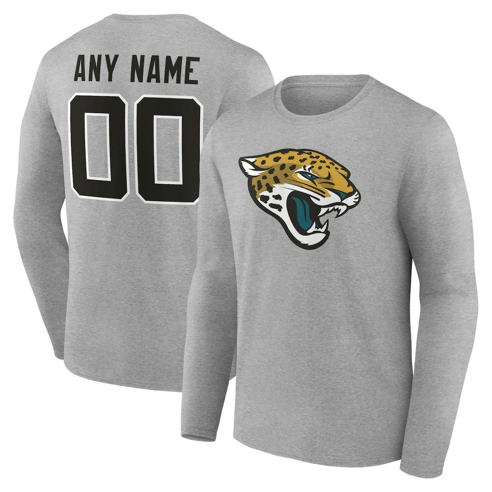 Jacksonville Jaguars Team Authentic Personalized Name & Number Long Sleeve T-Shirt Gray