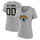 Jacksonville Jaguars Women's Team Authentic Personalized Name & Number V-Neck T-Shirt Gray