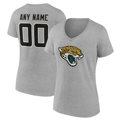 Jacksonville Jaguars Women's Team Authentic Personalized Name & Number V-Neck T-Shirt Gray