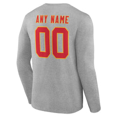 Kansas City Chiefs Team Authentic Personalized Name & Number Long Sleeve T-Shirt Gray