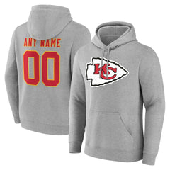 Kansas City Chiefs Team Authentic Personalized Name & Number Hoodie Gray