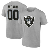 Las Vegas Raiders Team Authentic Personalized Name & Number T-Shirt Gray