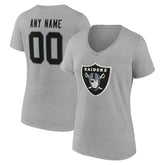 Las Vegas Raiders Women's Team Authentic Personalized Name & Number V-Neck T-Shirt Gray