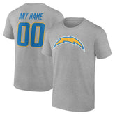 Los Angeles Chargers Team Authentic Personalized Name & Number T-Shirt Gray