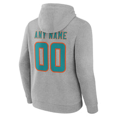 Miami Dolphins Team Authentic Personalized Name & Number Hoodie Gray