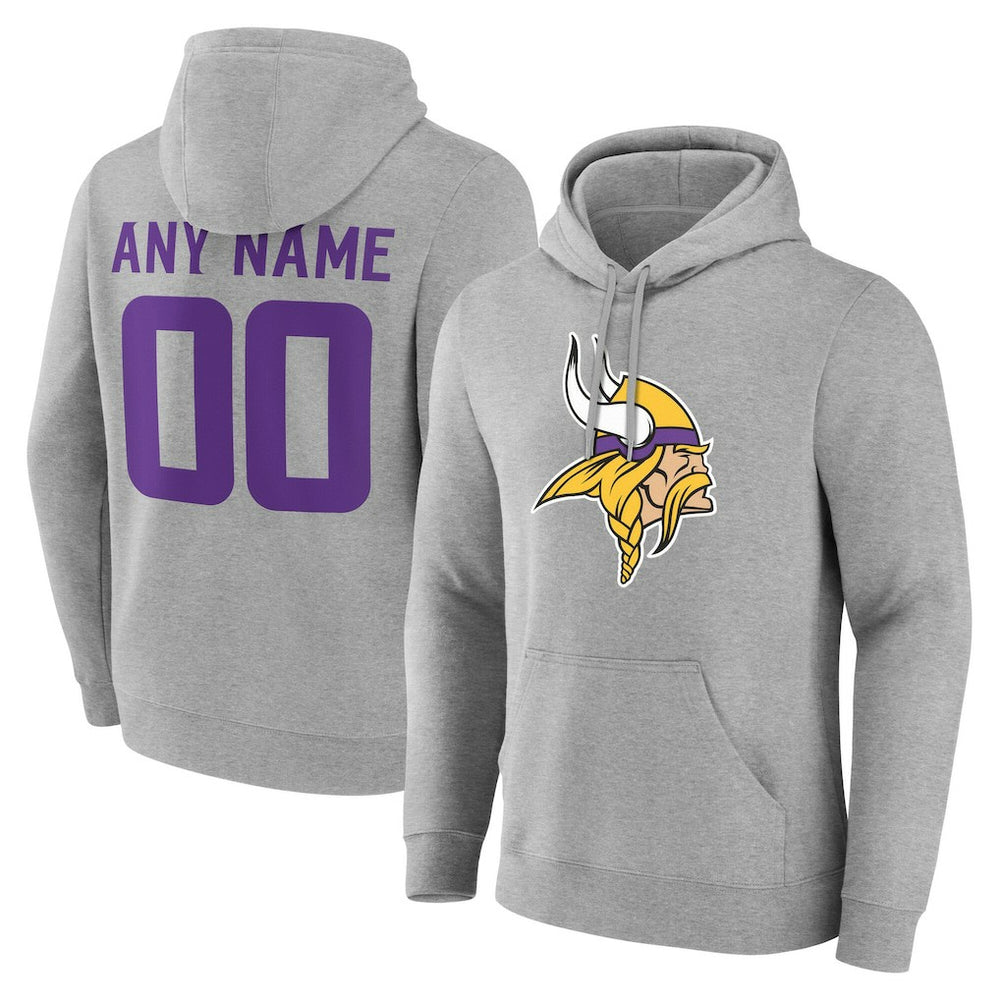Minnesota Vikings Team Authentic Personalized Name & Number Hoodie Gray