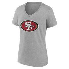 San Francisco 49ers Women's Team Authentic Personalized Name & Number V-Neck T-Shirt Gray