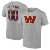 Washington Commanders Team Authentic Personalized Name & Number T-Shirt Gray